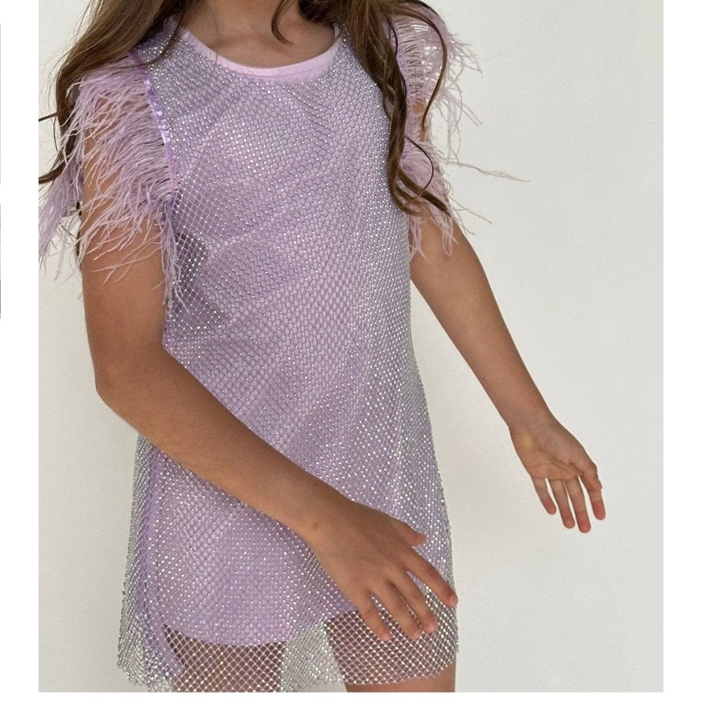 Lola + The Boys Lavender Mesh Dress with Sparkle